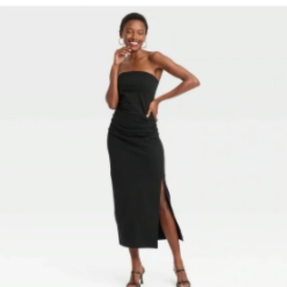 NWT Women’s Knit Strapless Midi Dress from A New Day, Size Large, Black